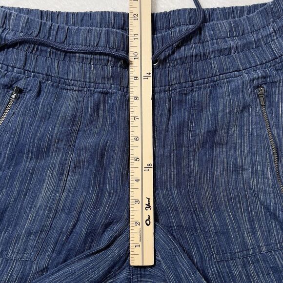 Athleta Cabo Linen Textured Wide Leg Pants Sz 10 Tall Blue Pull On Comfort - Picture 10 of 12